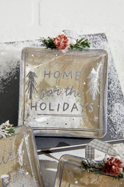 4" Square Text Glass Ornament