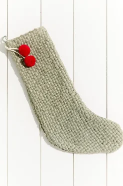 20" Stocking With Pom Poms