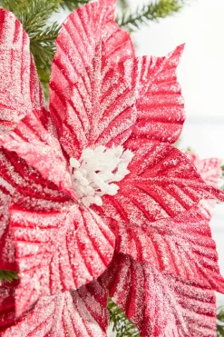 24” Striped Poinsettia Christmas Tree Flower
