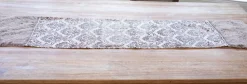 Taupe Printed Velvet with Fur Trim Table Runner (15"x72")