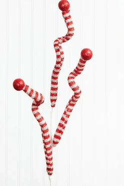35” Tinsel Peppermint Twist with Ball Spray