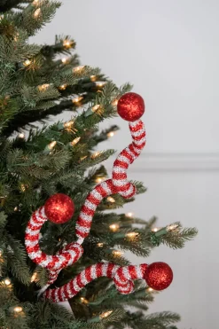 35” Tinsel Peppermint Twist with Ball Spray