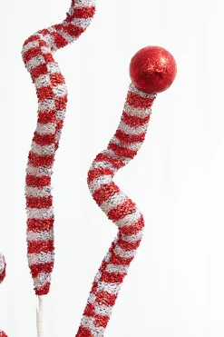 35” Tinsel Peppermint Twist with Ball Spray