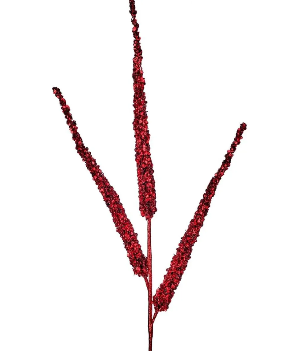 34” Triple Glitter Sequin Christmas Spray - Red