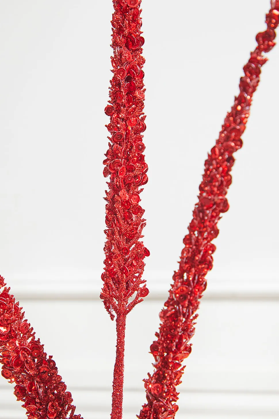 34” Triple Glitter Sequin Christmas Spray - Red