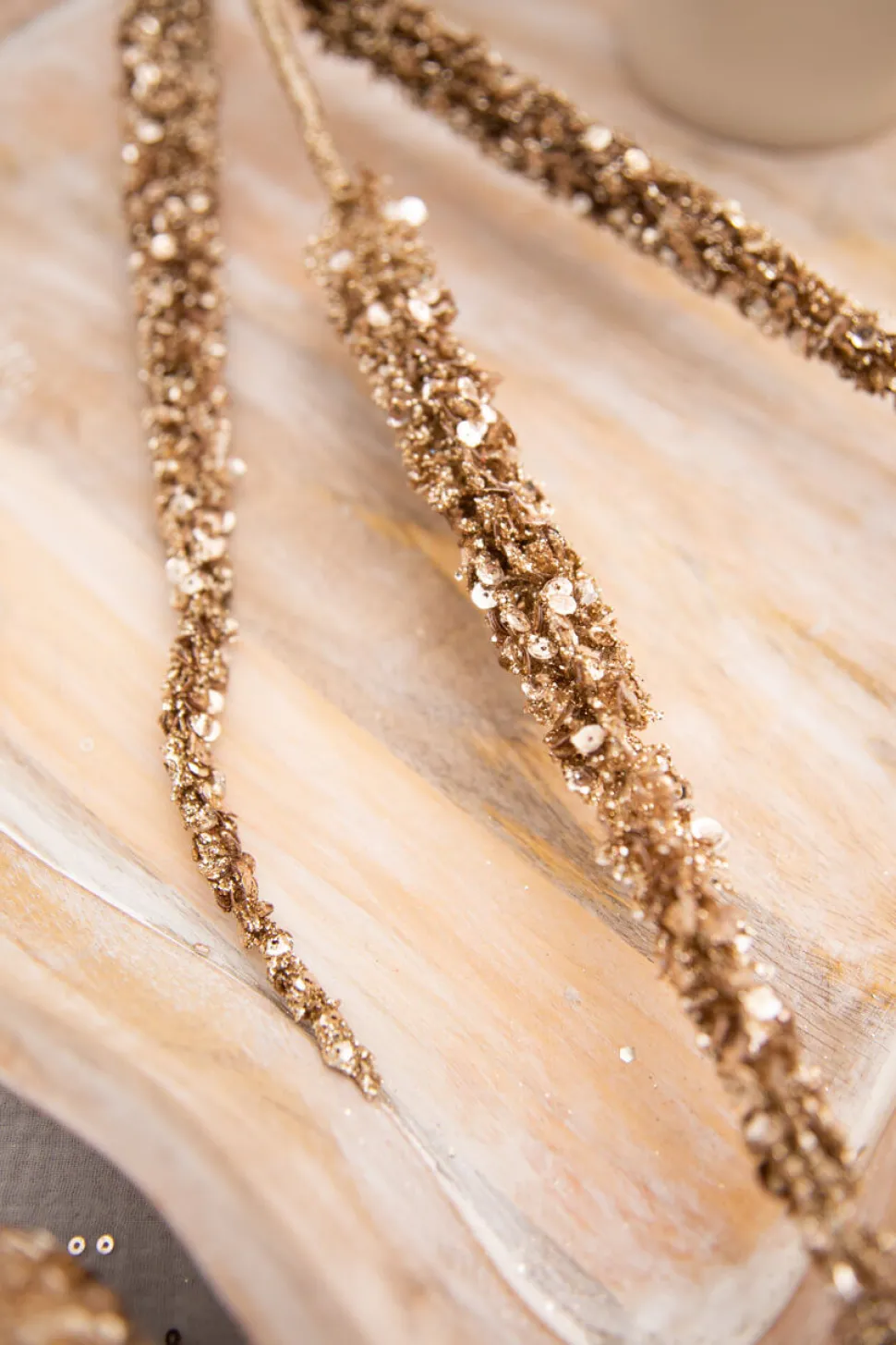 34” Triple Glitter Sequin Christmas Spray - Champagne