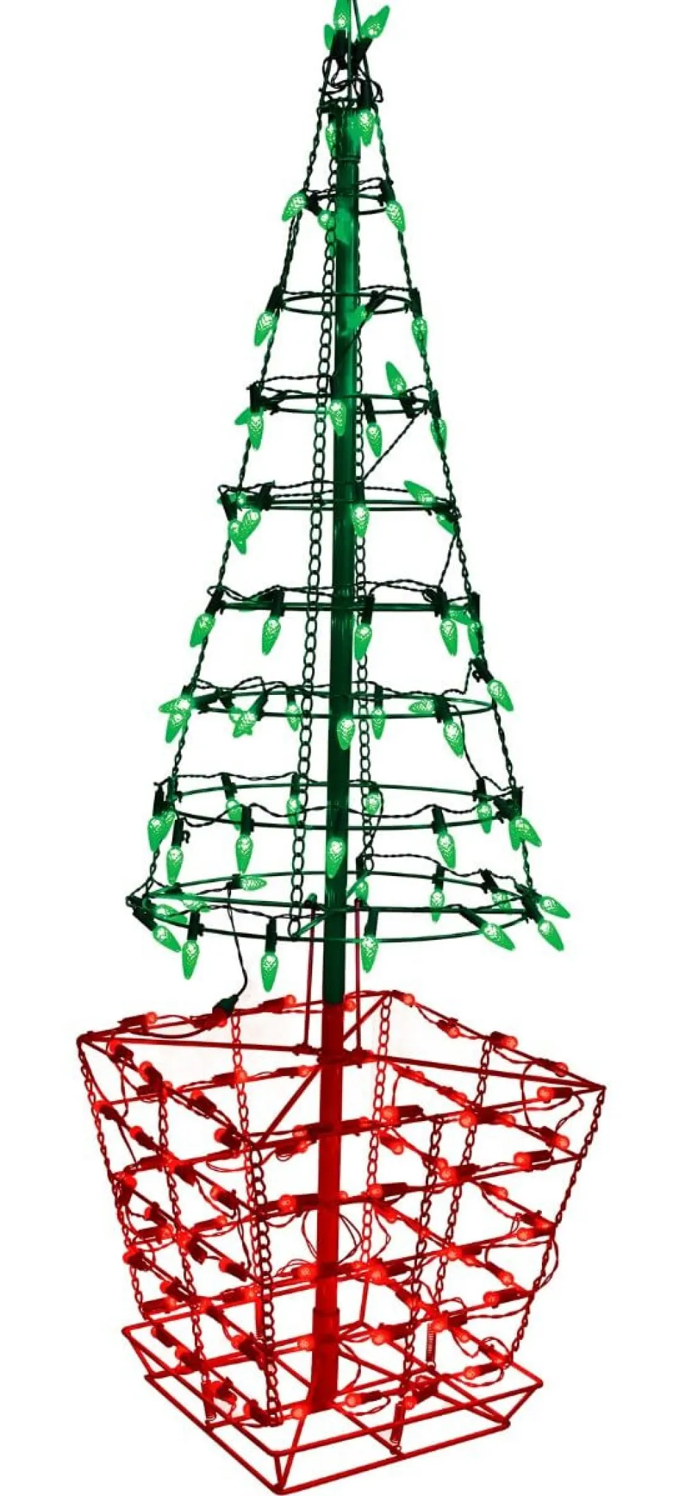 4' Twinkling Tree Topiary with 150 Lights C5 & G12 - Green /Red