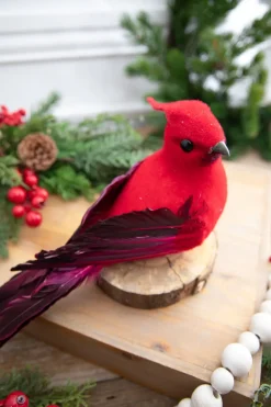 9” Velvet Feathered Cardinal Clip Ornament