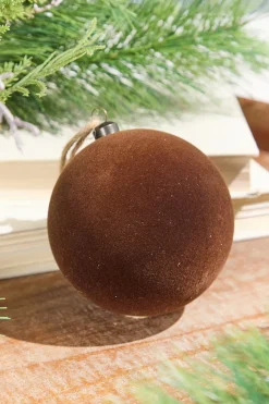 4" Velvet Flocked Ornament - Brown