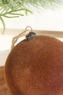 4" Velvet Flocked Ornament - Brown