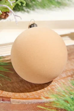 4" Velvet Flocked Ornament - Tan