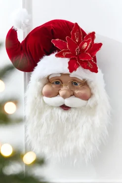 26" Velvet Santa Bust Wall Hanging