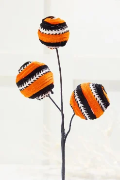 17" Velvet Stripe Ball Spray - Orange