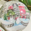 4" Village Scene Glass Ornament