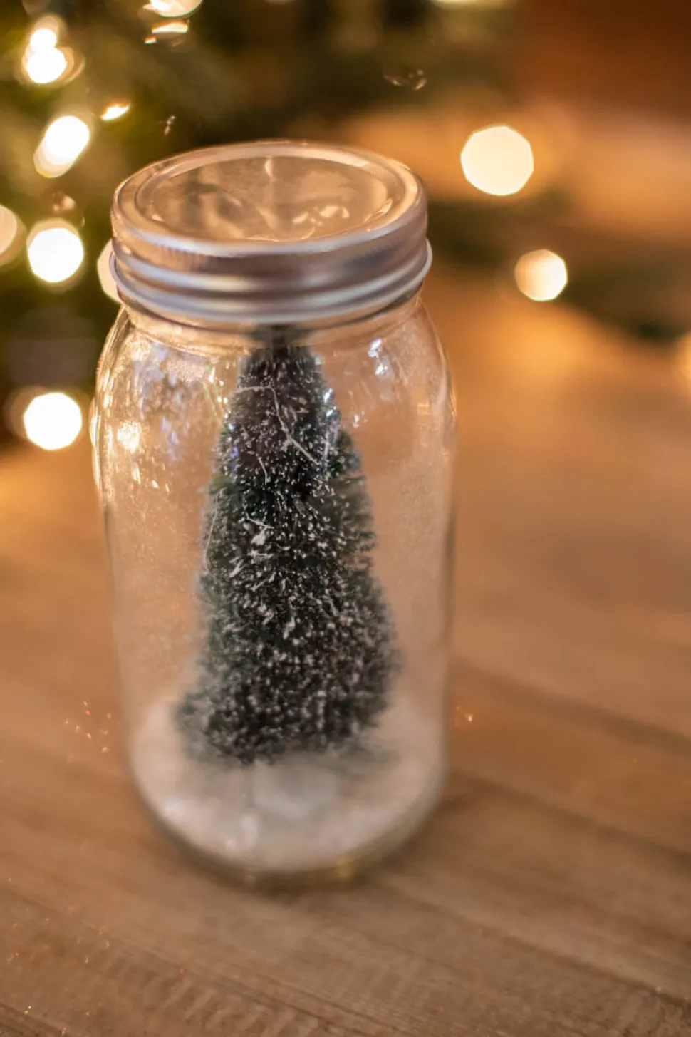 Vintage Bottle Brush Tree In Jar with Snow