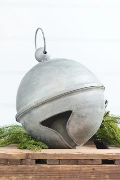 6" Weathered Tin Jingle Bell Christmas Ornament