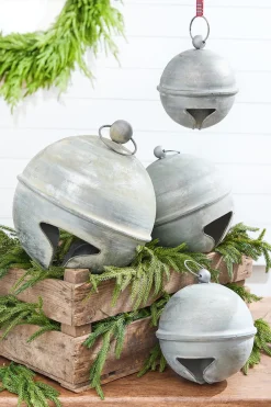 12" Weathered Tin Jingle Bell Christmas Ornament