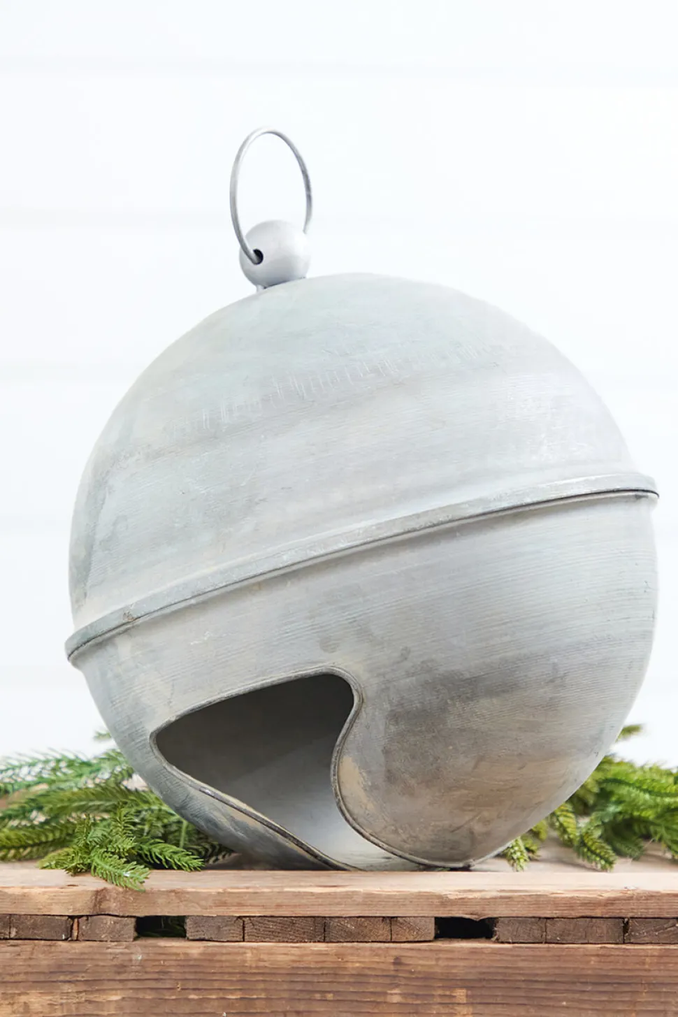 10" Weathered Tin Jingle Bell Christmas Ornament