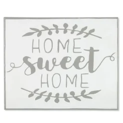 19" White and Grey Metal Enamel Wall Decor