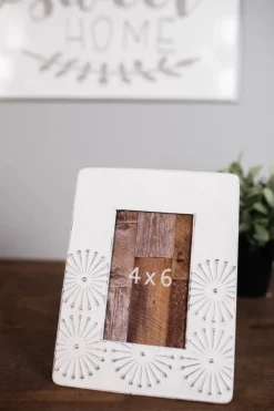9" White and Grey Metal 4x6 Picture Frame