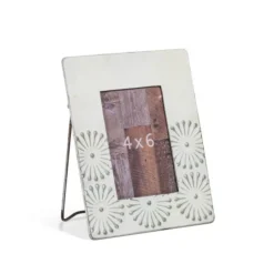 9" White and Grey Metal 4x6 Picture Frame