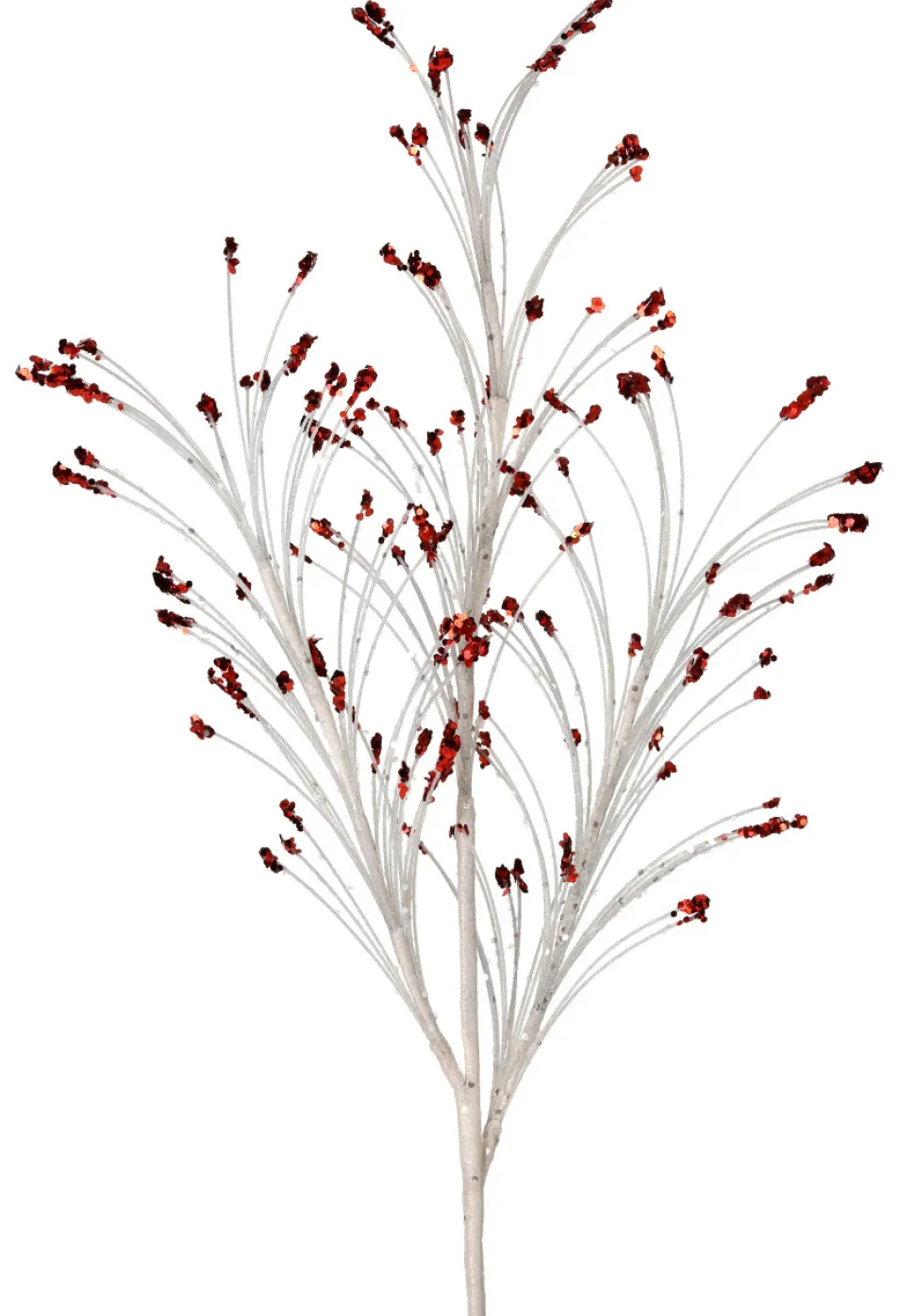 36” White and Red Glitter Grass Spray
