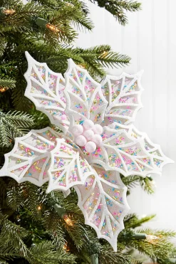 22" White Confetti Poinsettia Stem
