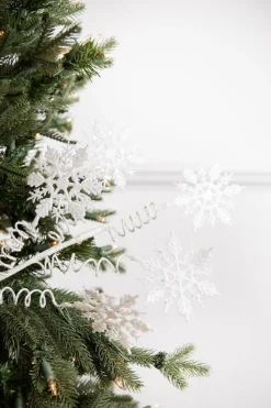 25” White Curly Snowflake Stem