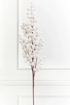 33" White Flocked Berry Spray