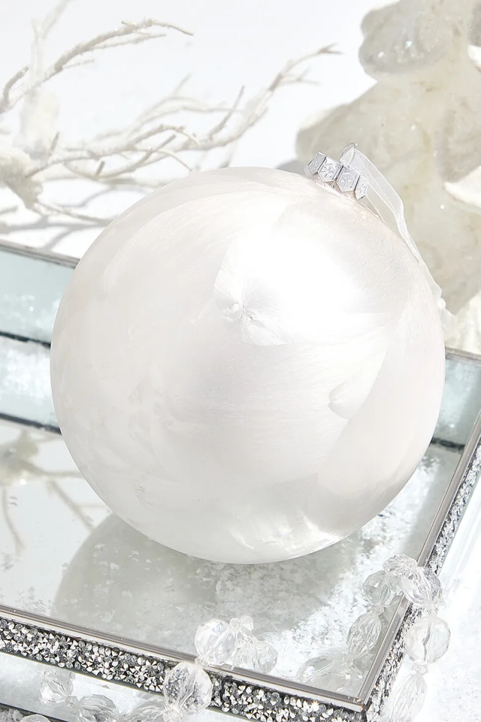 6.75" White Frost Glass Ball Ornament