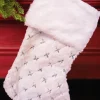 20” White Fur Stocking with Silver Accents