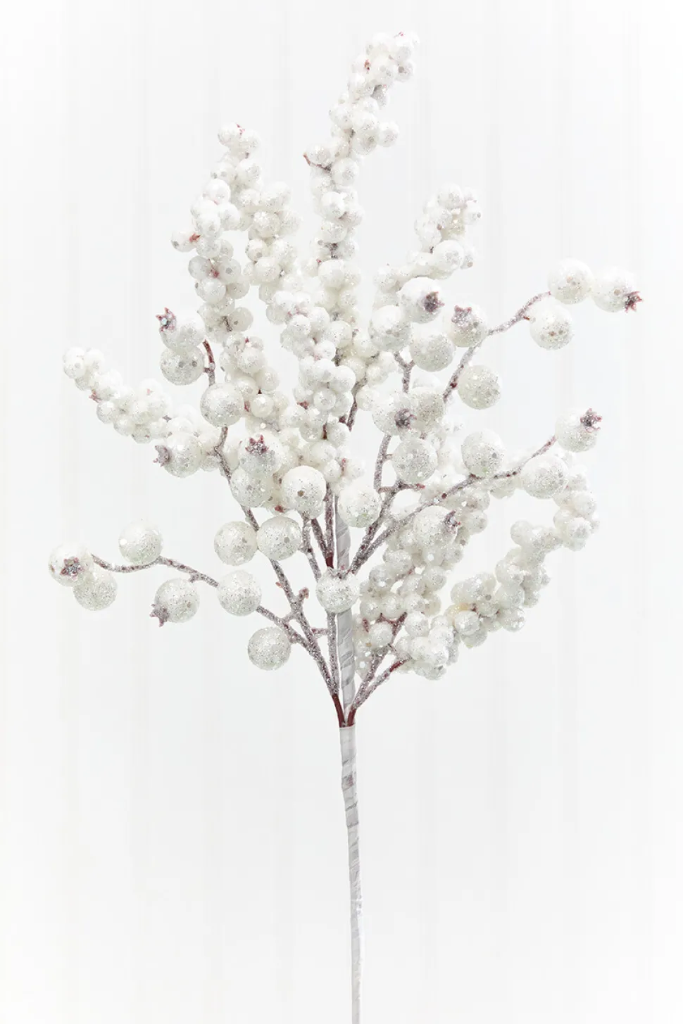 20" White Glitter Berry Spray