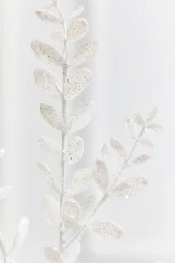 30" White Glitter Eucalyptus Spray
