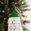 9” White/Green Metal Bell Ornament