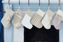White Quilted Stocking with Stripes