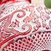 10" White Red Matte Metallic Finial Ornament
