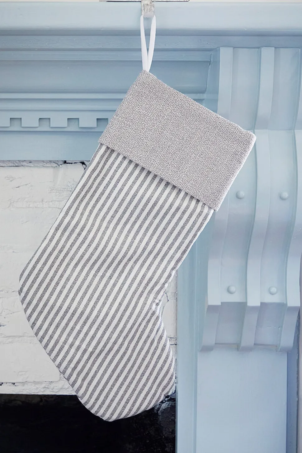 White Stocking with Gray Stripes