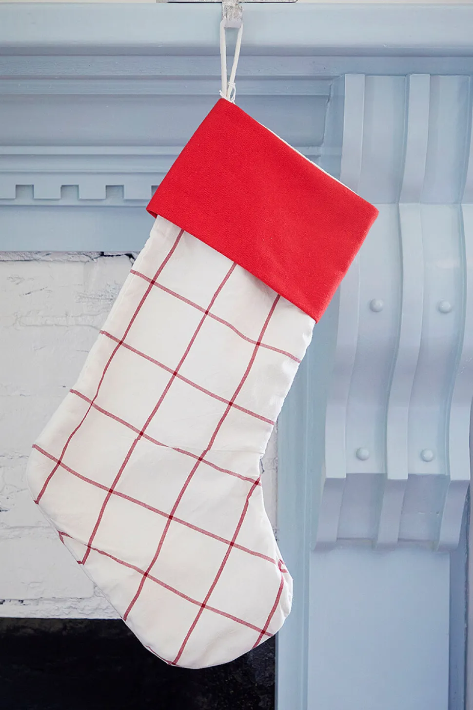 White Stocking with Red Stripes
