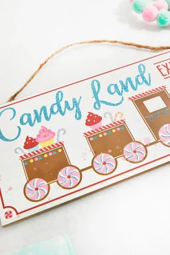 12" White Tan Turquoise Pink Red "Candy Land Express" Sign