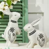 8" - 10" White With Black Bunny Resin Figure - Set of 2