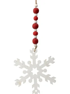 9” Wood Bead MDF Snowflake Drop Ornament