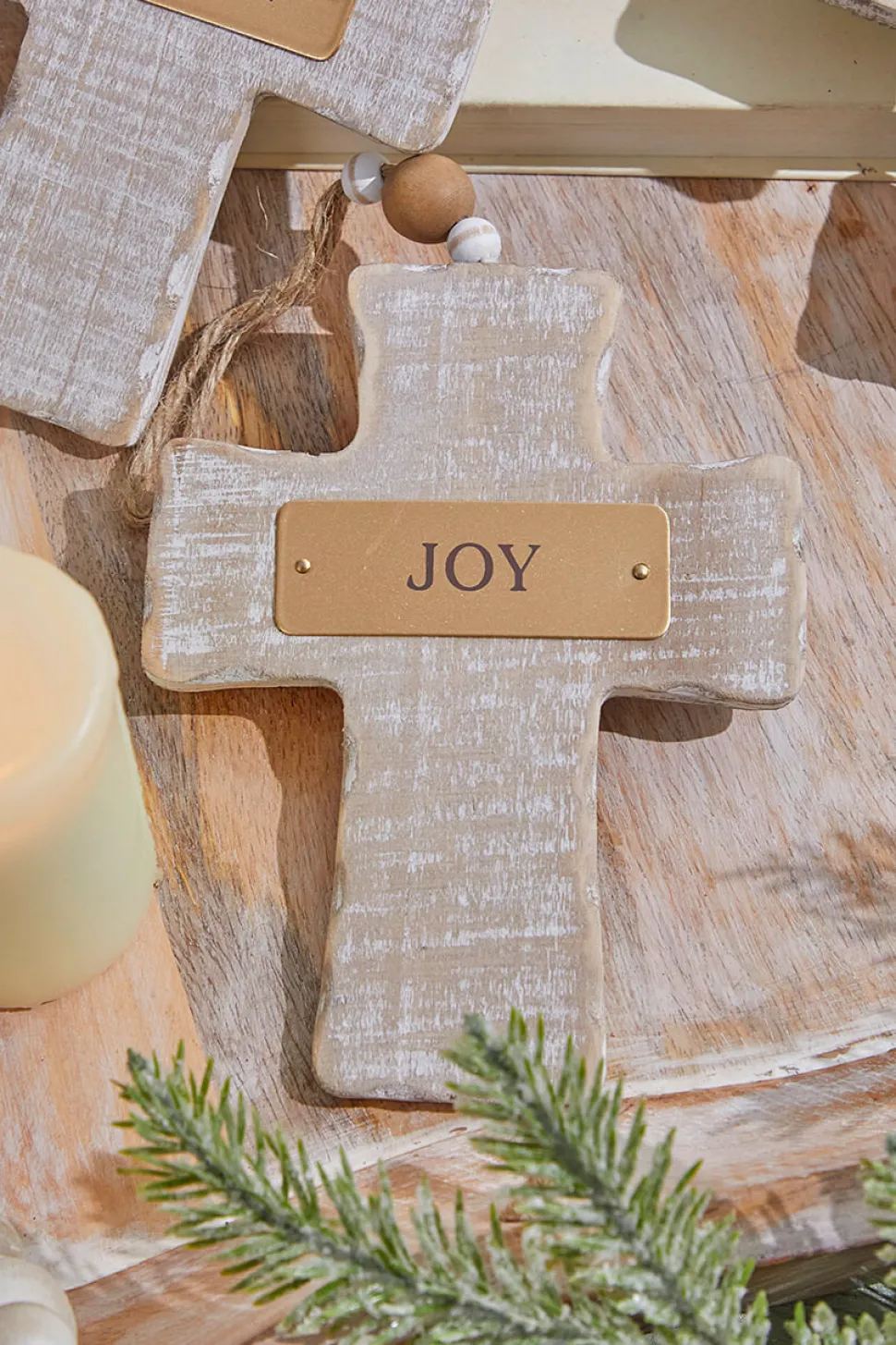 6" Wooden Cross Ornament