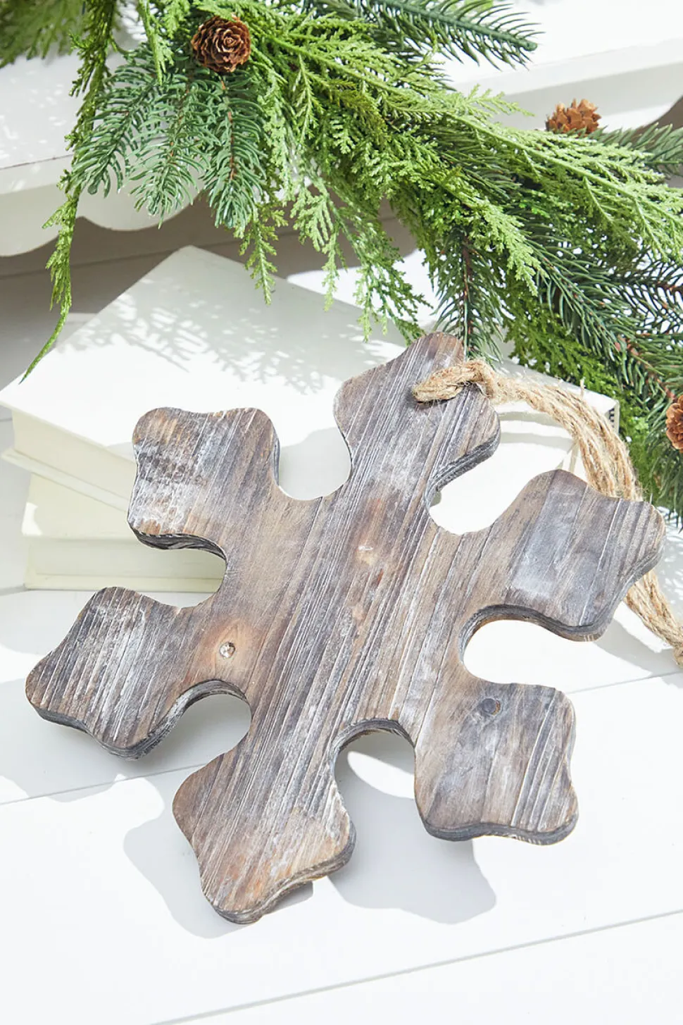 9.8” Wooden Snowflake Ornament