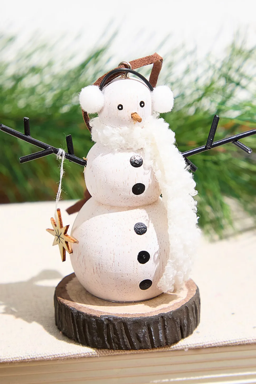 Wooden Snowman Ornament