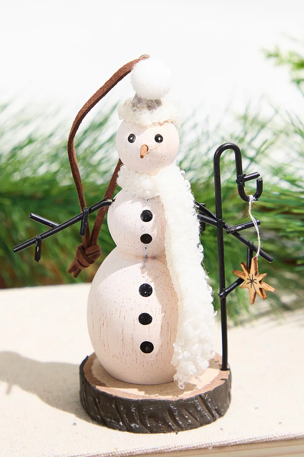 Wooden Snowman Ornament