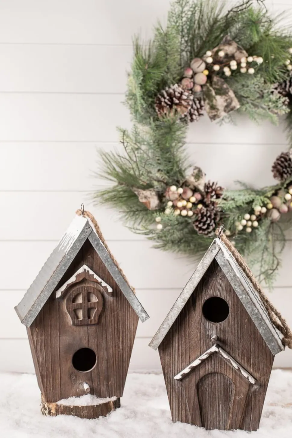 Wood Galvanized Metal Birdhouse