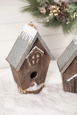Wood Galvanized Metal Birdhouse
