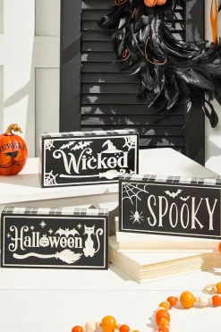 7.8" Wood Halloween Design Engraved Block