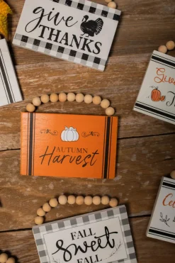 6" Wood Harvest Sign with Beaded Hanger