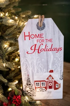 15.75” Wood Holiday Hanging Sign